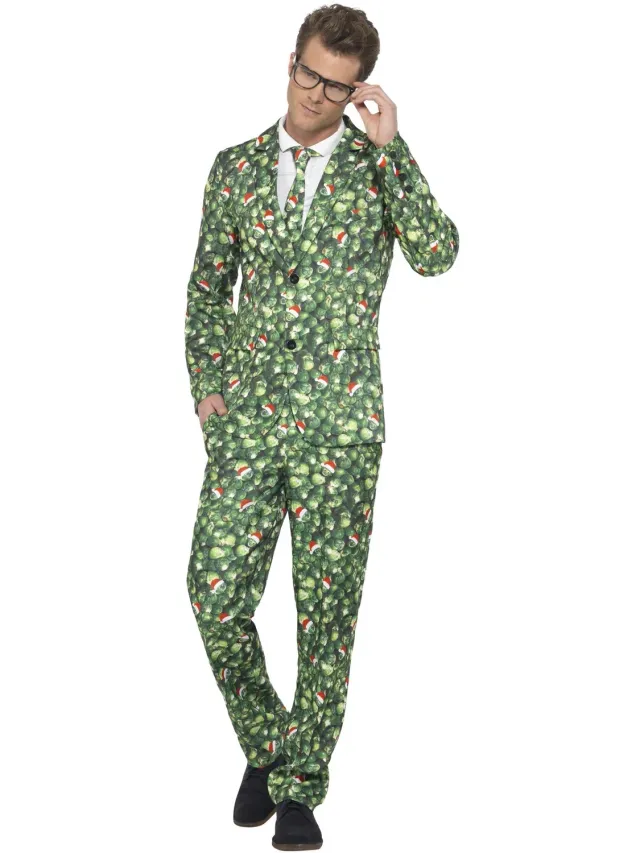 Smiffys Brussel Sprout Vestito Natale Uomo Cavoletto 3 Pezzi