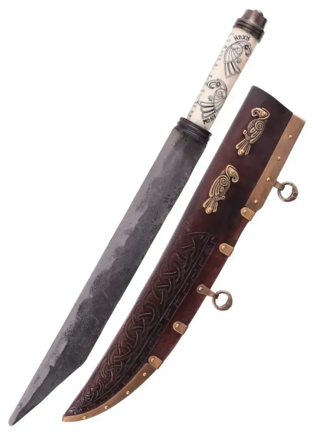 La Bottega di Merlino Long Seax Hugin Munin coltello 48 cm