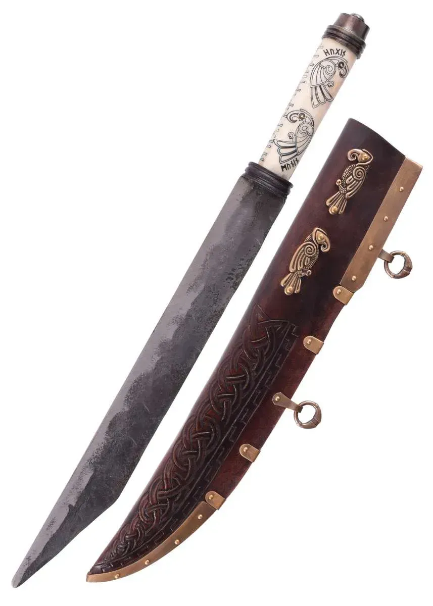 La Bottega di Merlino Long Seax Hugin Munin coltello 48 cm