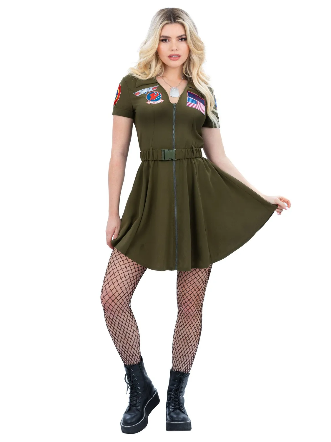 Smiffys Top Gun vestito donna verde taglia L pilota