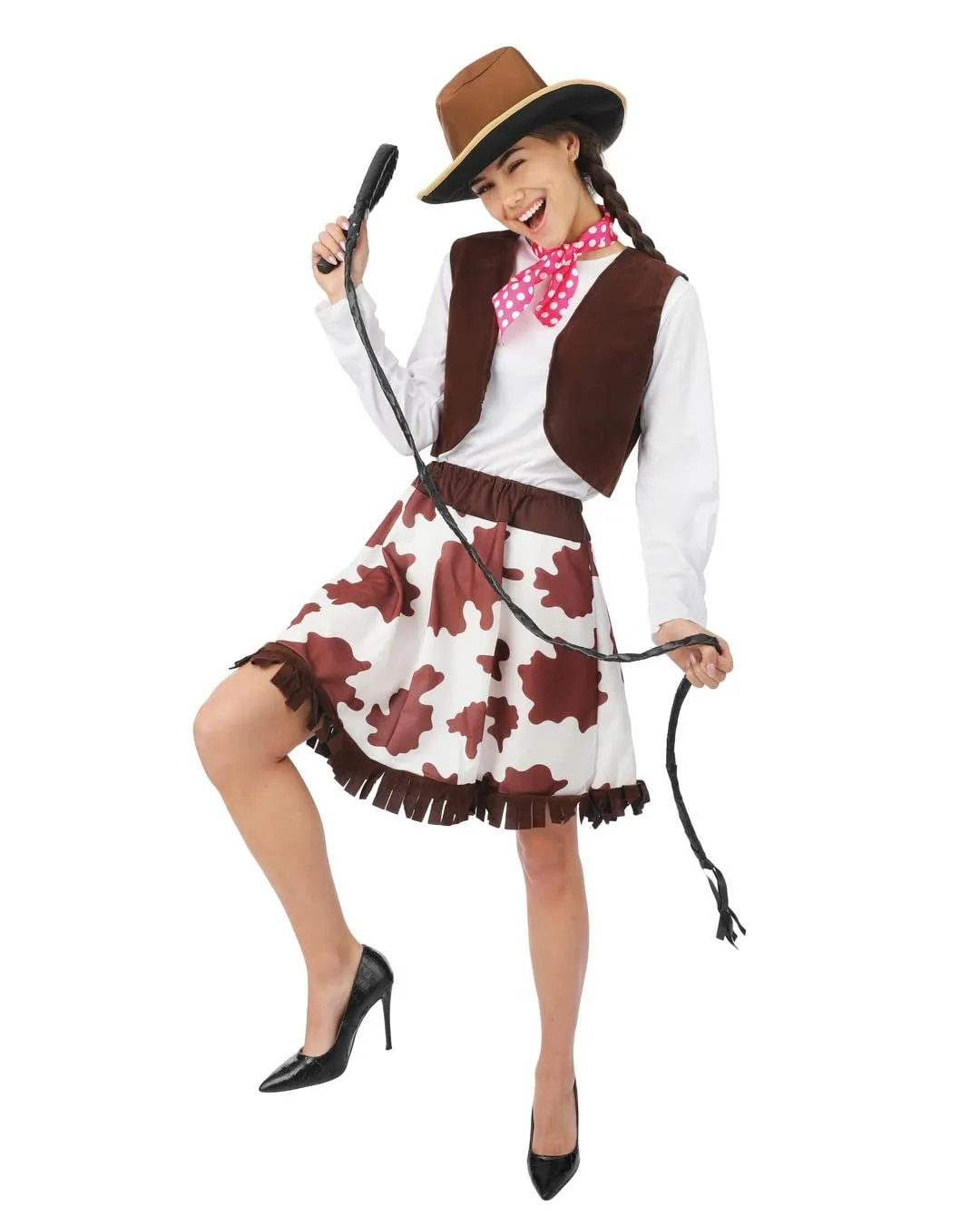 P'tit Clown costume cowgirl donna marrone poliestere
