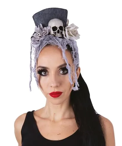 P'tit Clown re22985 mini cappello Halloween clip donna con teschi