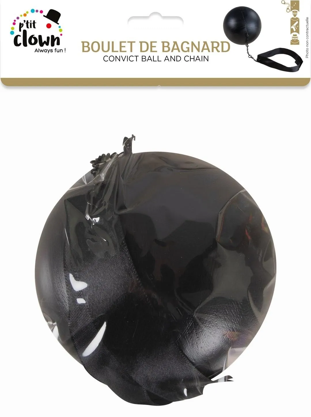 P'tit Clown 60311 palla da bagnard nera con catena