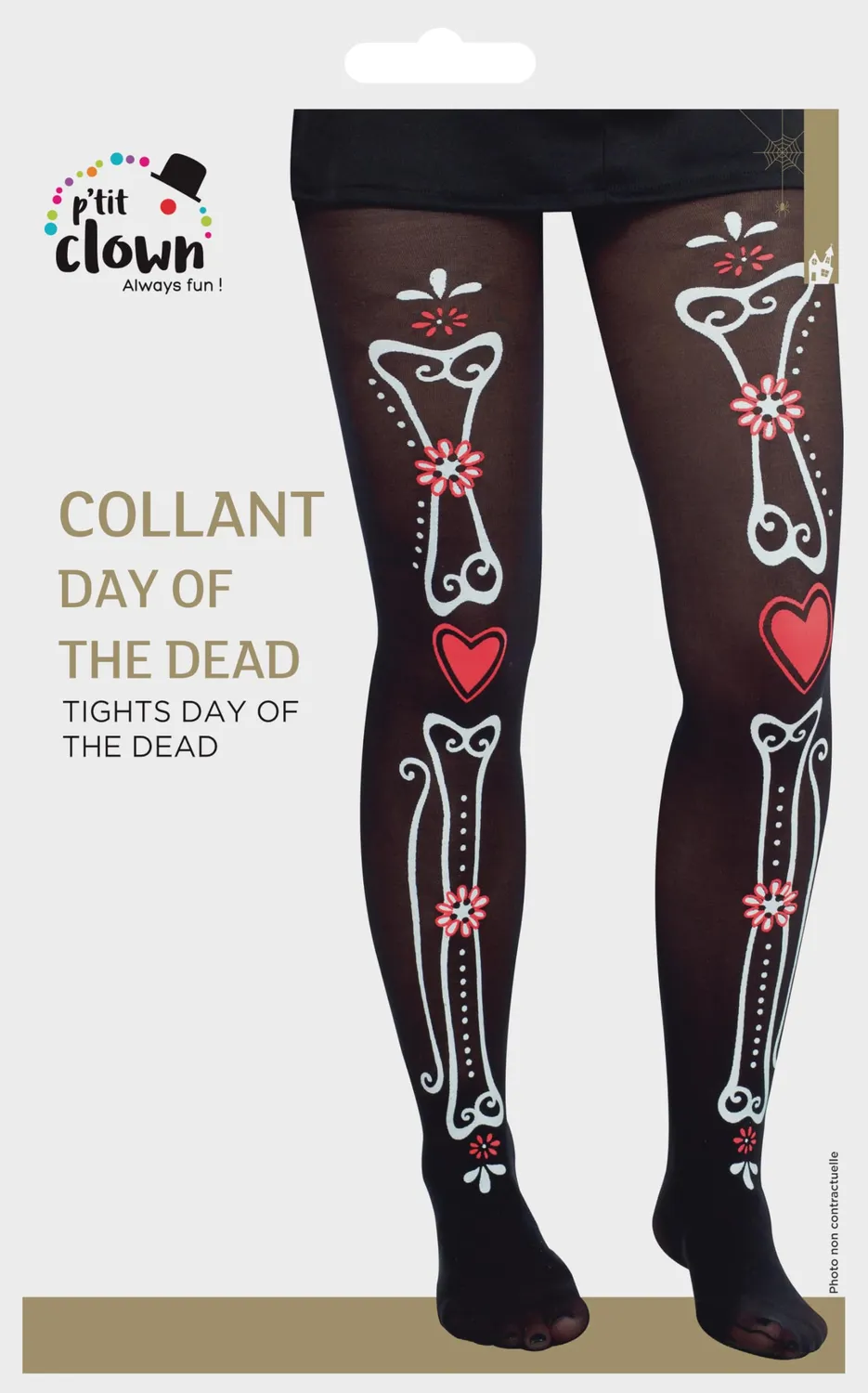 P'tit Clown collant scheletro Day of the Dead donna taglia unica