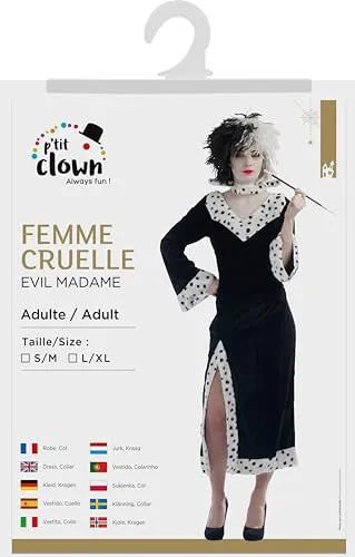 P'tit Clown Crudele Costume Donna Nero S-M con Collare