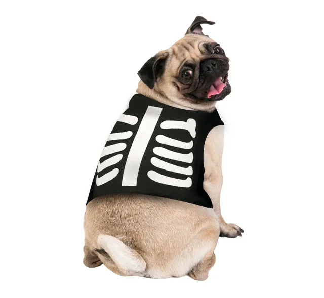 Fiestas Guirca Scheletro costume cane taglia S nero bianco