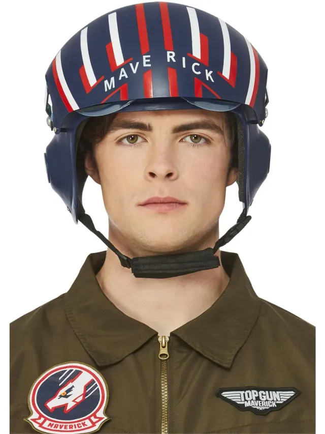 Smiffys Top Gun Maverick casco pilota blu rosso