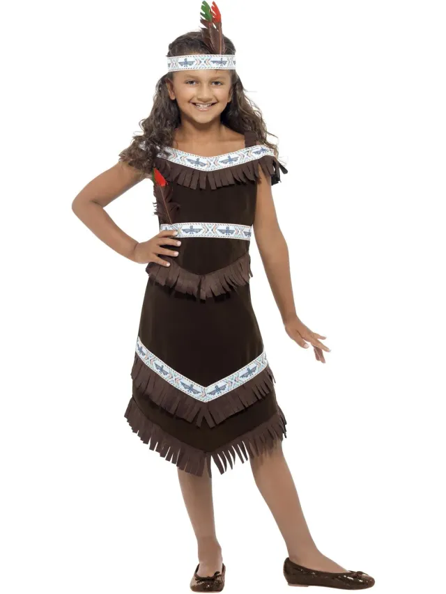 Smiffys vestito indiana bambina S 4-6 anni con fascia