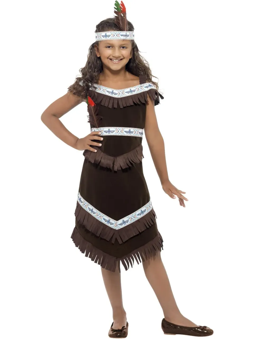 Smiffys vestito indiana bambina S 4-6 anni con fascia