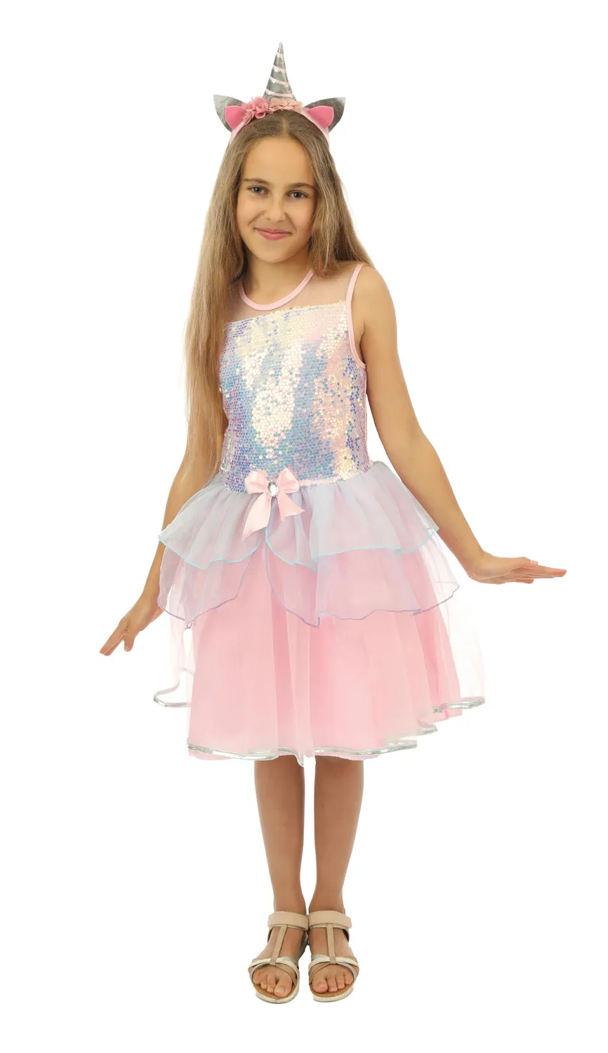 P'tit Clown Unicorno Costume Bambina 10-12 Anni Rosa