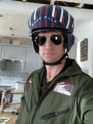 Smiffys Top Gun Maverick casco pilota blu rosso