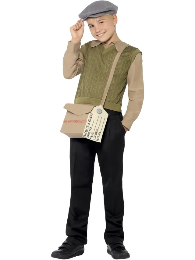 Smiffys Evacuee Boy Kit costume bambino verde M 7-9 anni