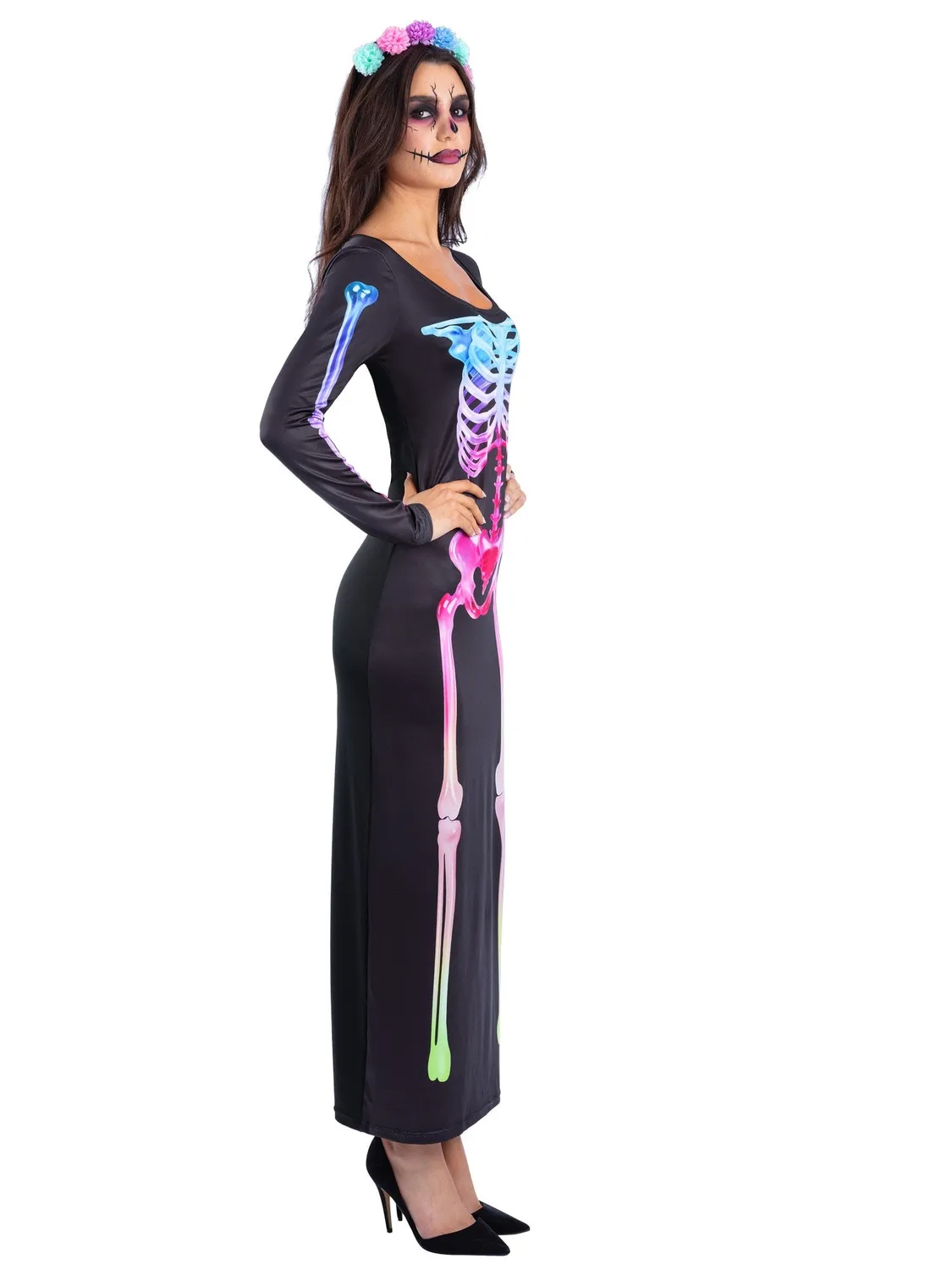 Smiffys Sugar Bones costume scheletro donna neon