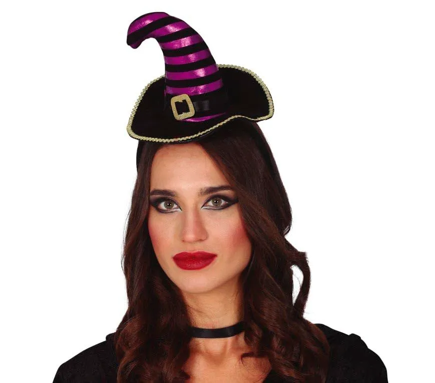 Fiestas Guirca Mini Cappello Strega fascia nero-lilla
