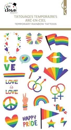 P'tit Clown 23265 tatuaggi temporanei arcobaleno 23 disegni
