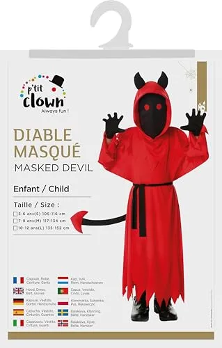 P'tit Clown Costume Diavolo Bambino Travestimento Rosso Mascherato