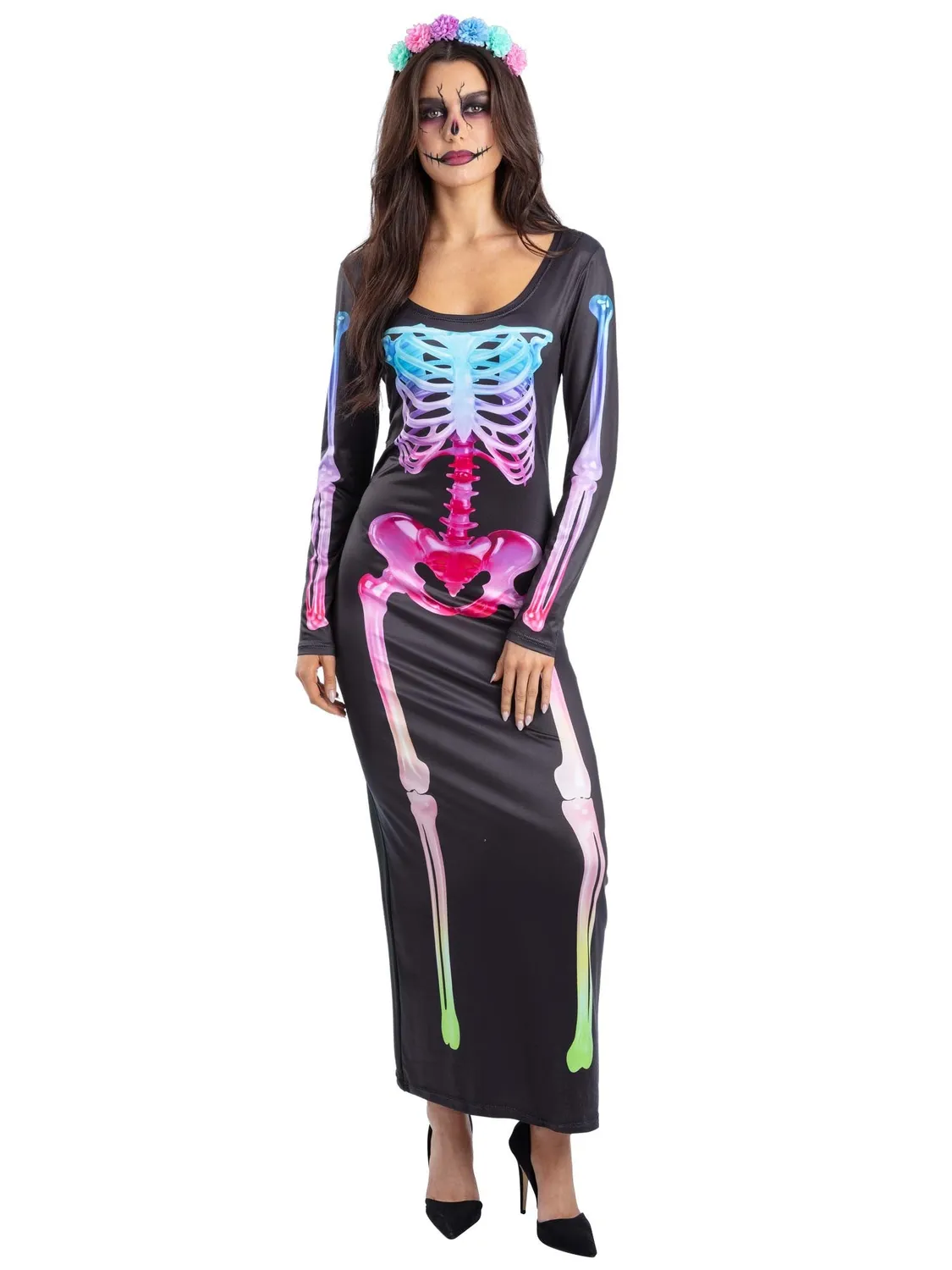 Smiffys Sugar Bones costume scheletro donna neon
