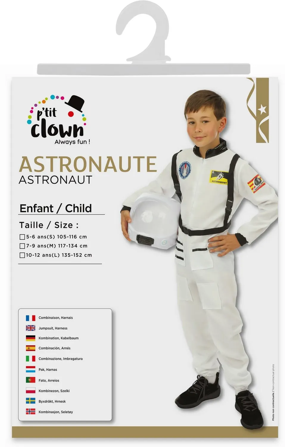 P'tit Clown Costume Astronauta Bambino 10-12 Anni Bianco