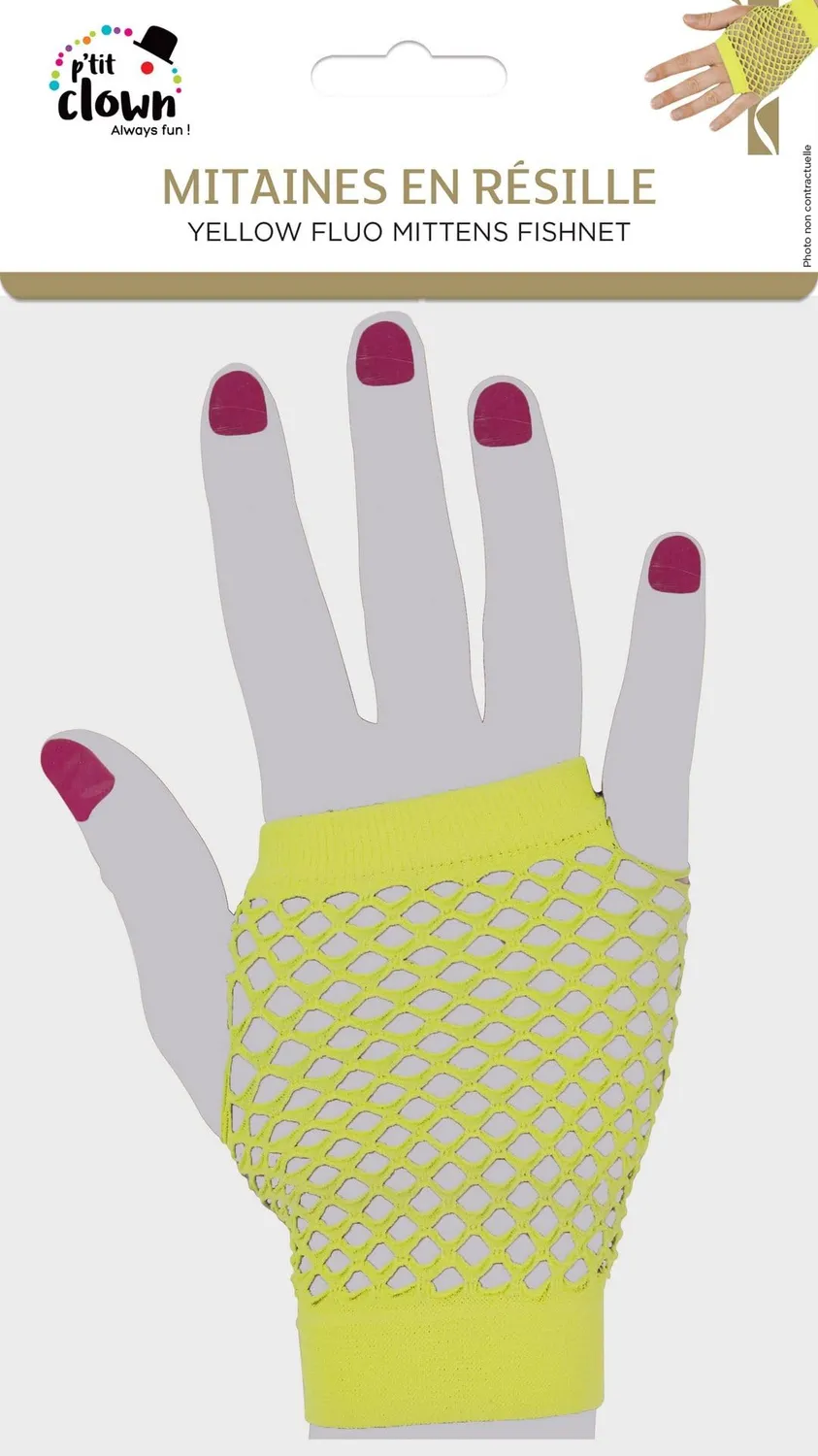 P'tit Clown 90316 Guanti Rete Giallo Fluo Coppia