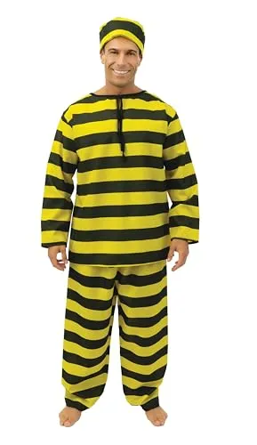 P'tit Clown Prigioniero costume adulto L-XL giallo nero