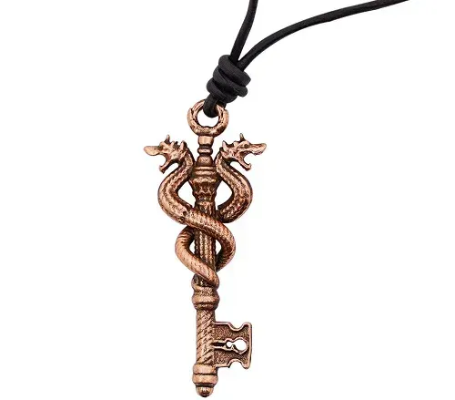 La Bottega di Merlino Collana chiave guardiano drago bronzo 3,7 cm
