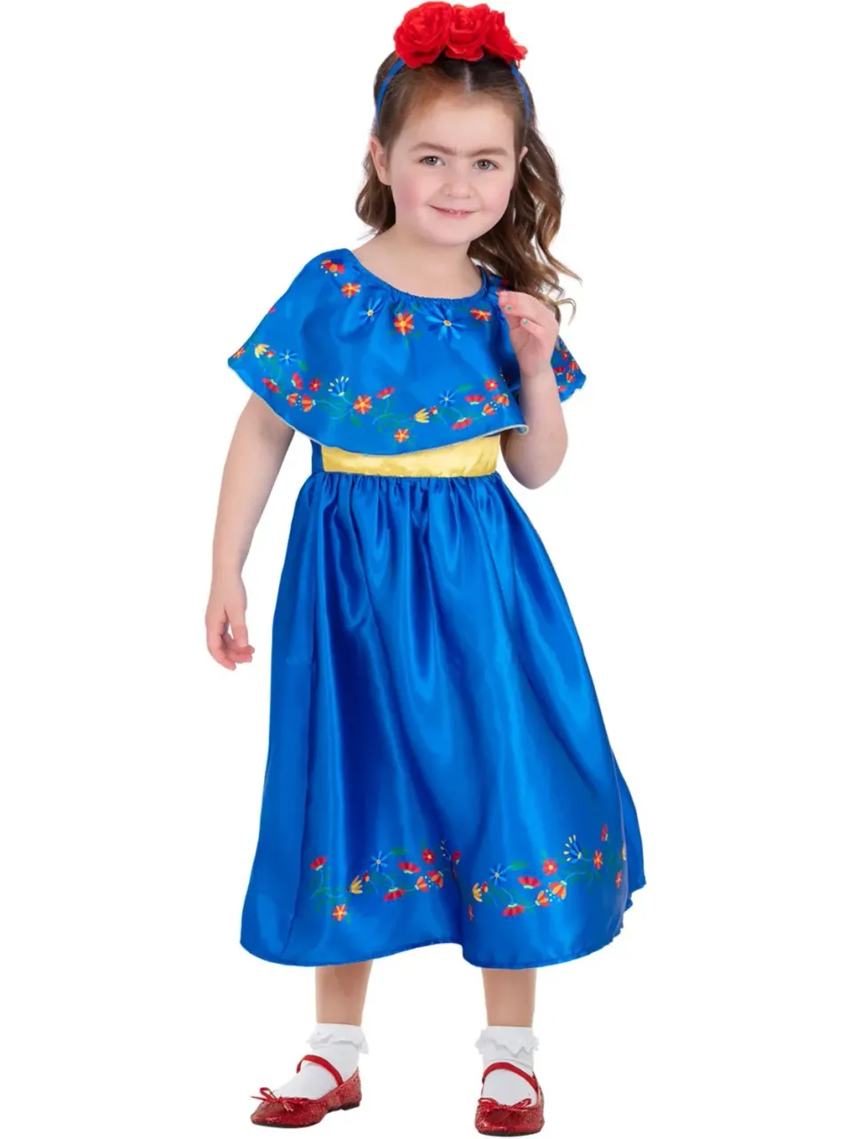 Smiffys Frida Artist costume bambina vestito fiori 4-6 anni