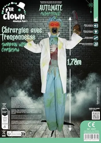 P'tit Clown Chirurgo Animatronic 178 cm sonoro luminoso