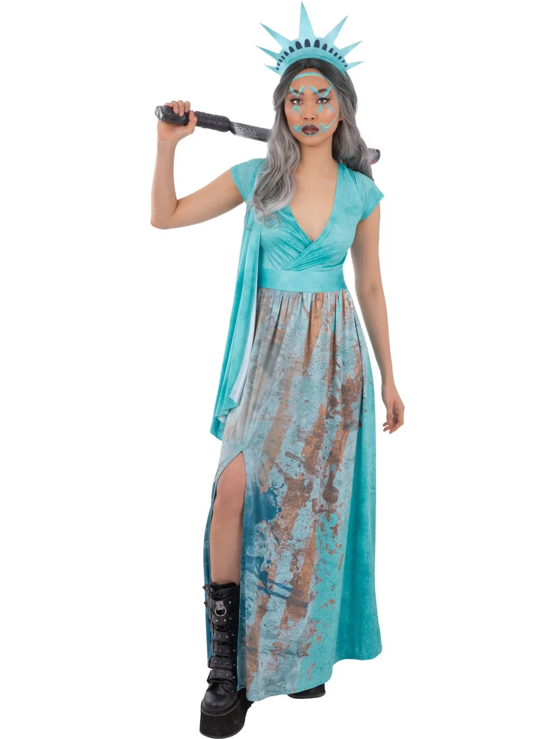 Smiffys Lady Liberty costume donna M 12-14 con abito e corona