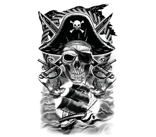 Guirca Tatuaggio Pirata Nero Foglio Trucco Adulti Unisex