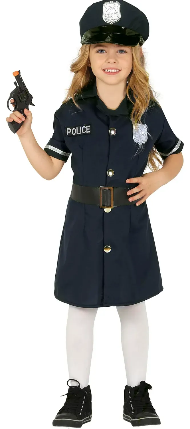 Guirca Costume Poliziotta Bambina 10-12 Anni con Cappello