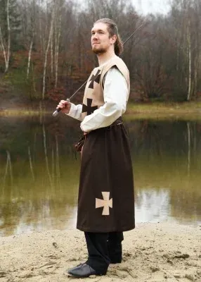 La Bottega di Merlino tabarda medievale con croci costume marrone