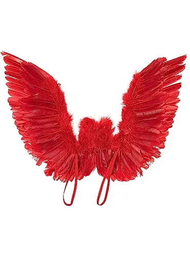 Funidelia ali con piume rosse accessorio 50x50 cm rosso