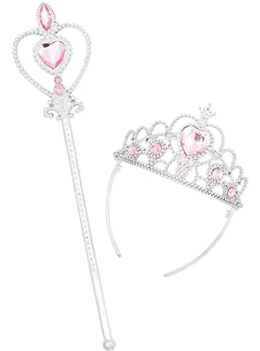 Funidelia Corona e Bacchetta Principessa Accessorio Rosa Bambina