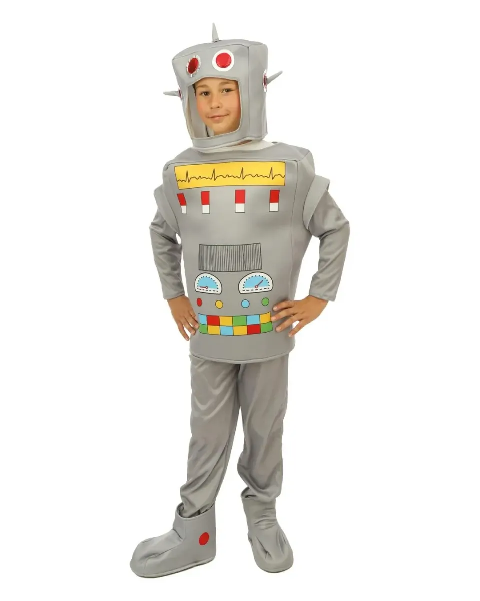 P'tit Clown costume robot bambino 7-9 anni grigio completo