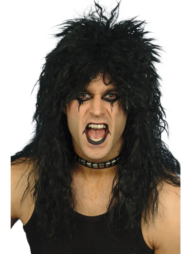 Smiffys Hard Rocker parrucca bionda lunga riccia anni 80