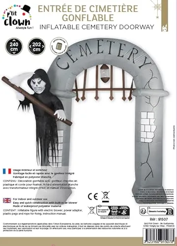 P'tit Clown re91507 Arco Cimitero Gonfiabile 2,4 m LED