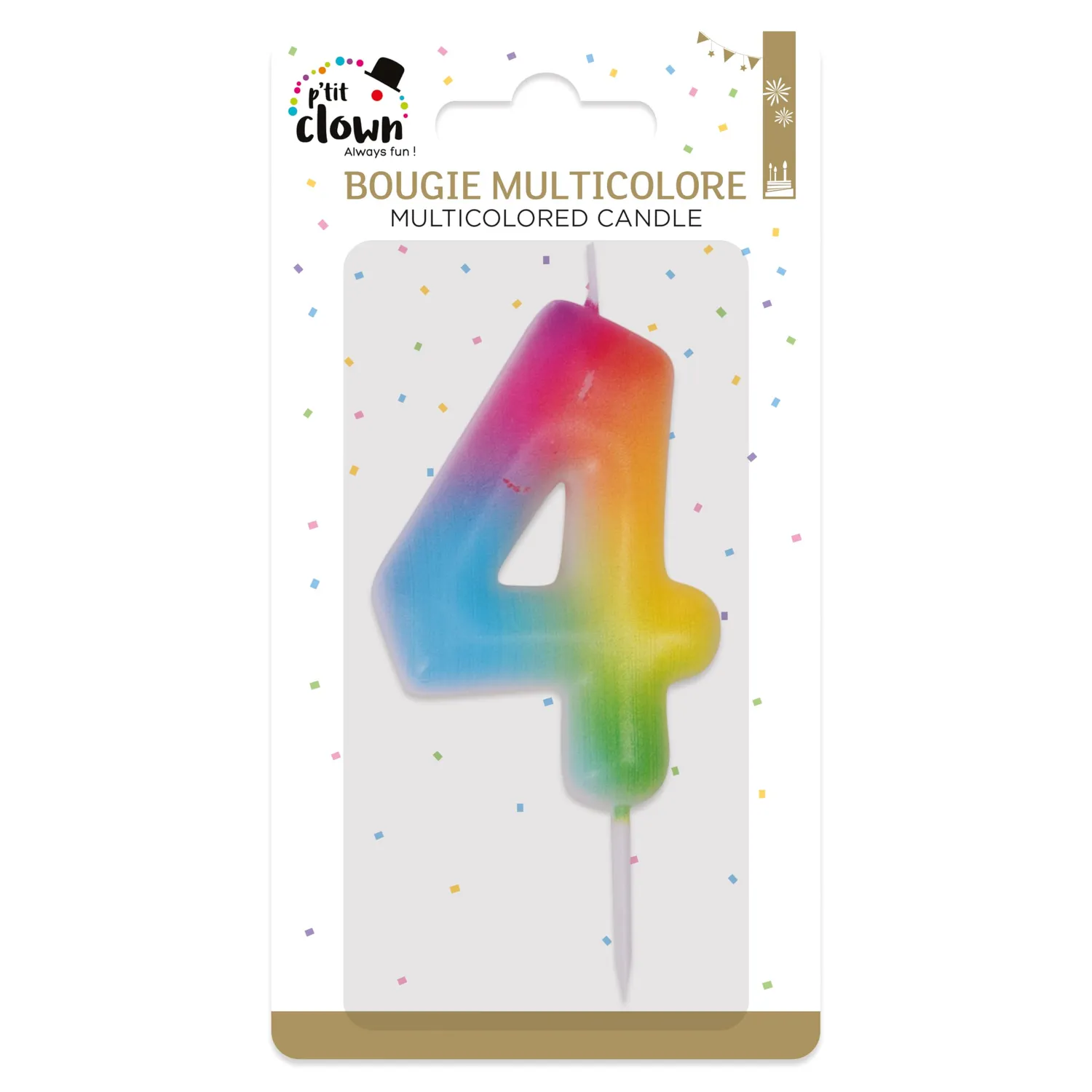 P'tit Clown 23944 candela numero 4 multicolore
