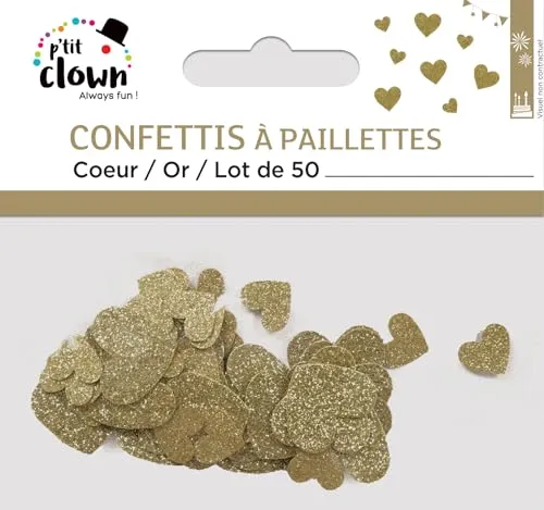 P'tit Clown Re21222 coriandoli cuore glitter 50 pezzi