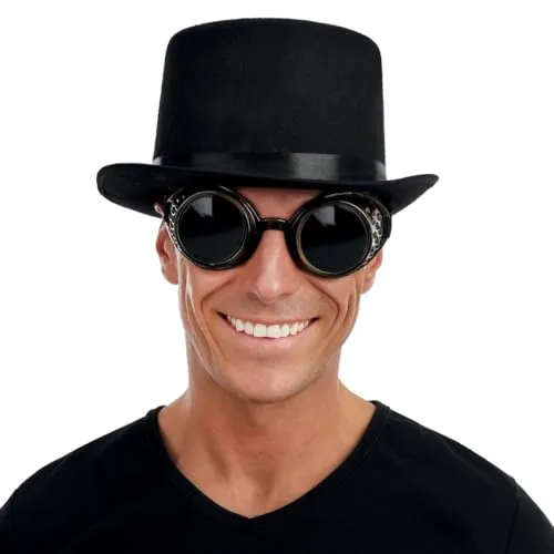 P'tit Clown 95840 cappello steampunk nero adulto con occhiali