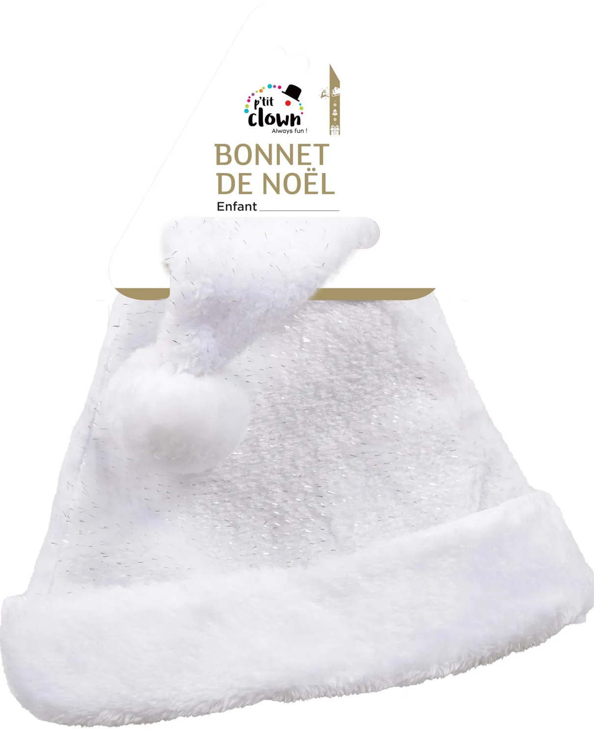P'tit Clown berretto Natale bambino bianco argento taglia unica