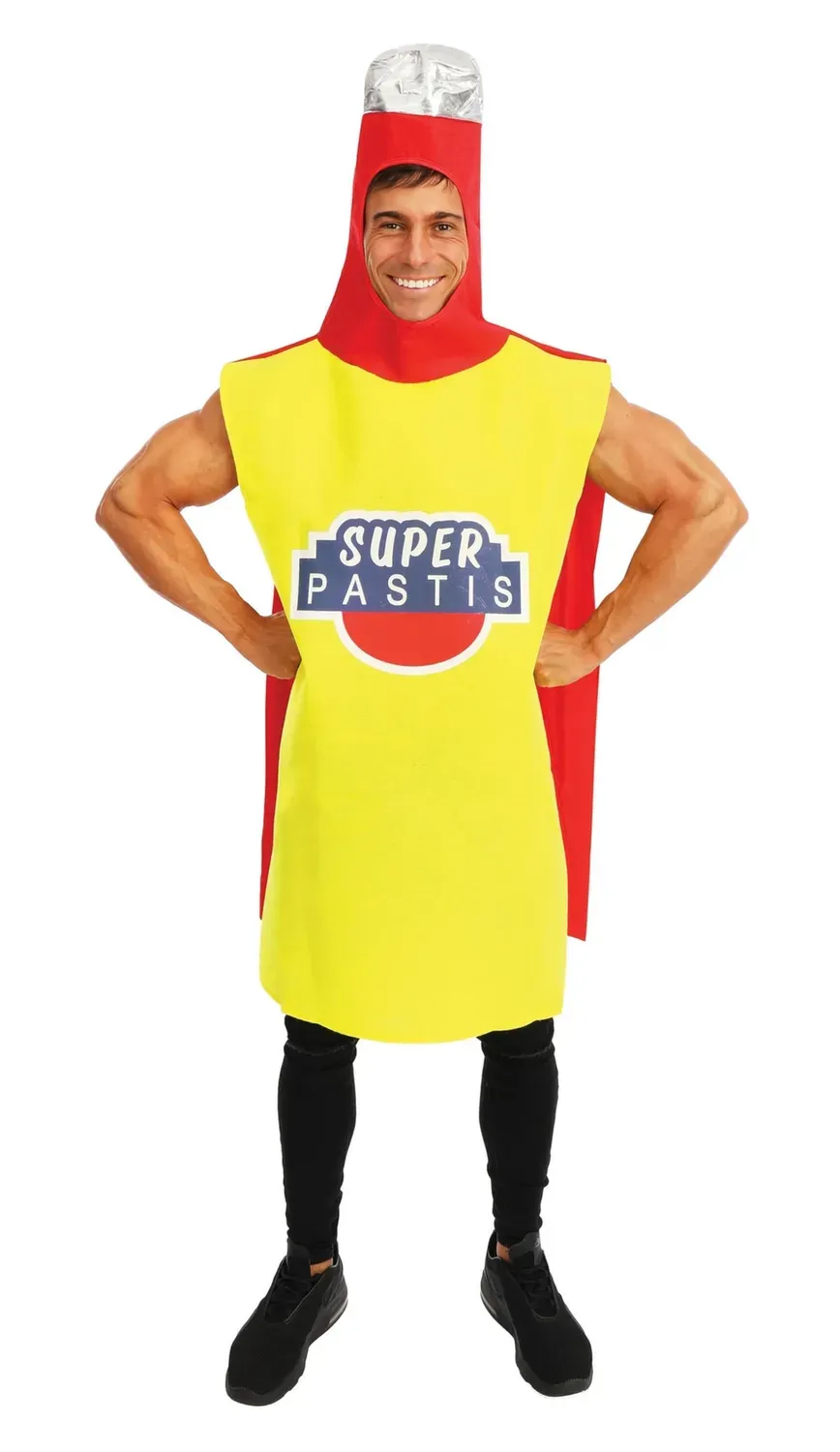 P'tit Clown Super Pastis 46052 costume bottiglia adulto giallo taglia unica