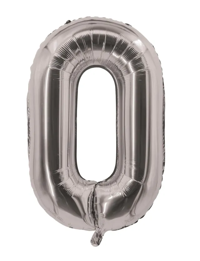 P'tit Clown re80200 palloncino numero 0 argento 85 cm