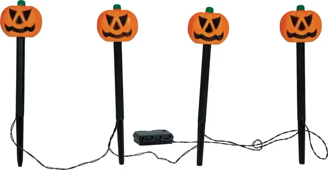 Fiestas Guirca 4 Lanterne Zucca 33 cm Arancione Luce