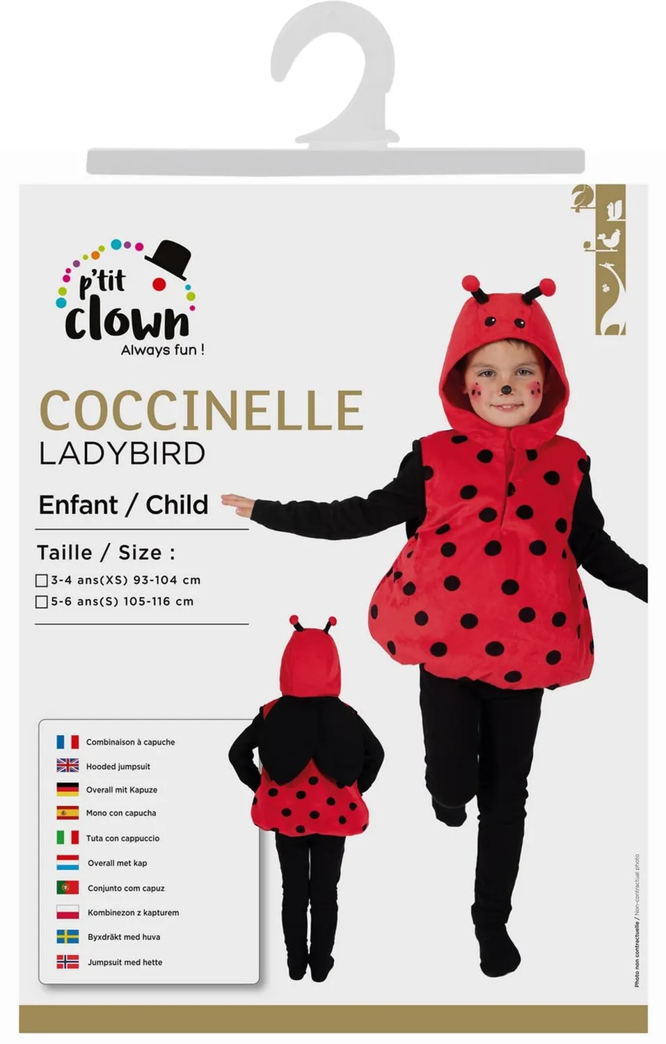 P'tit Clown Costume Ape Bambino 3-4 Anni con Cappuccio