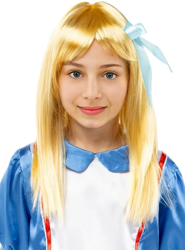 Funidelia Alice parrucca bambina bionda con nastro