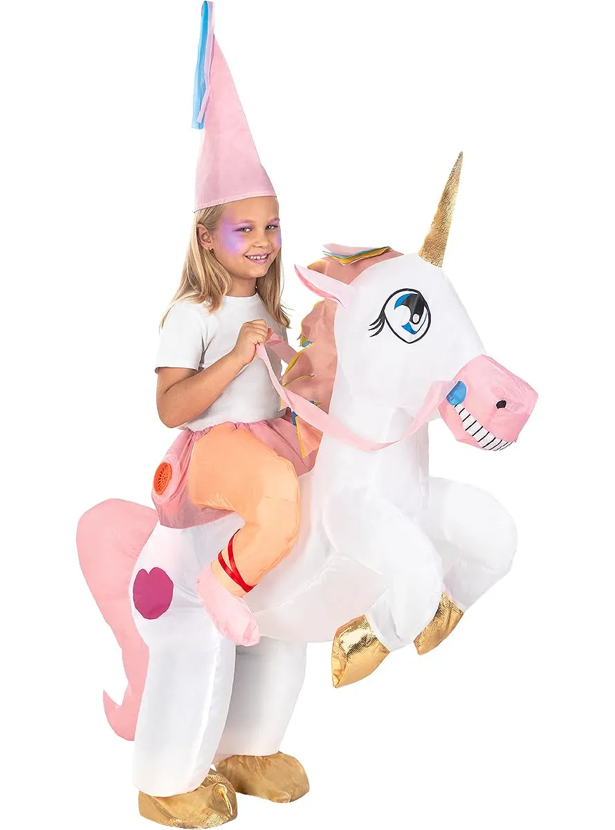 Funidelia Unicorno Gonfiabile Ride On costume bambino rosa