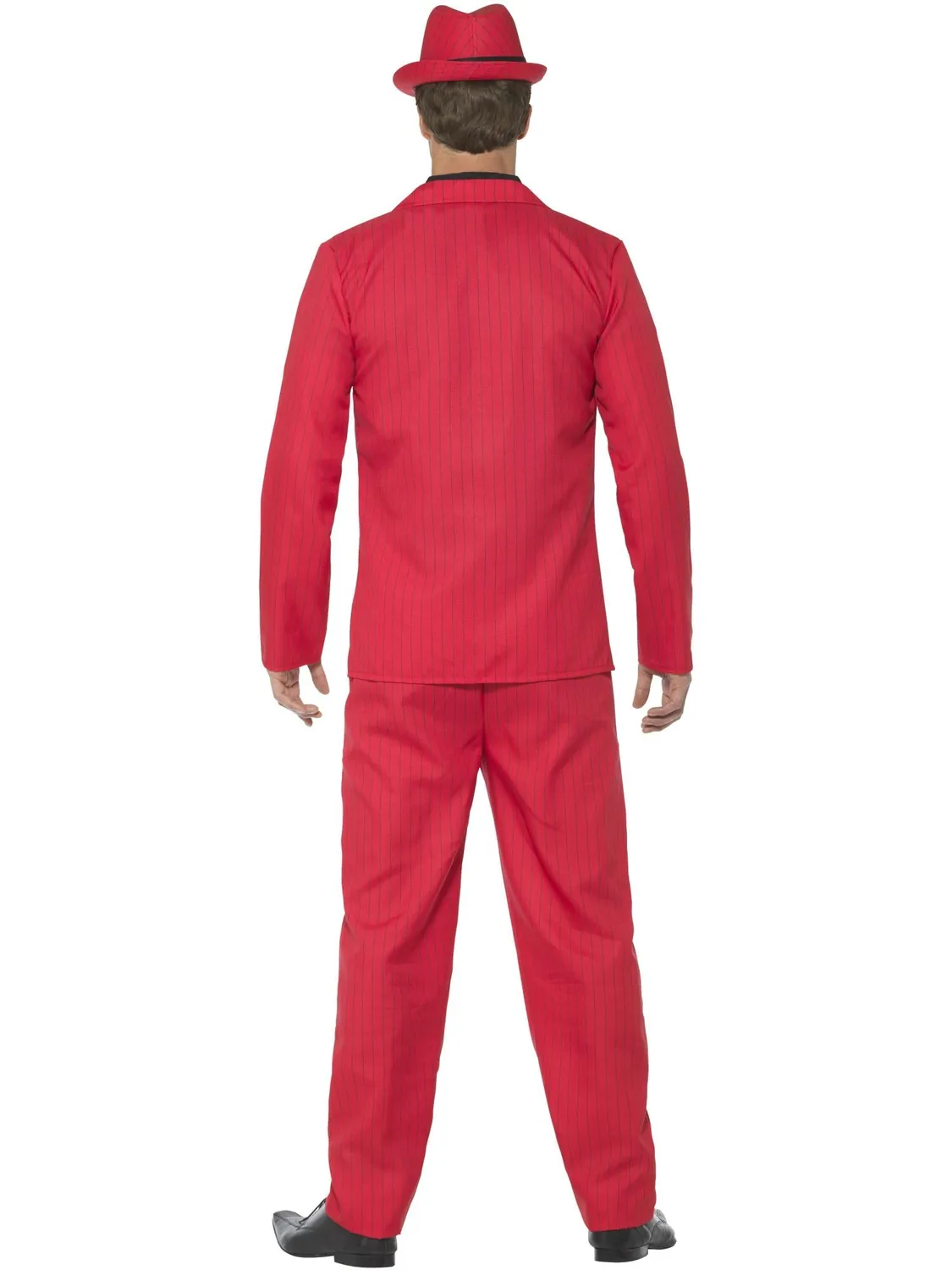 Smiffys Zoot Suit costume gangster uomo rosso gessato 5 pezzi
