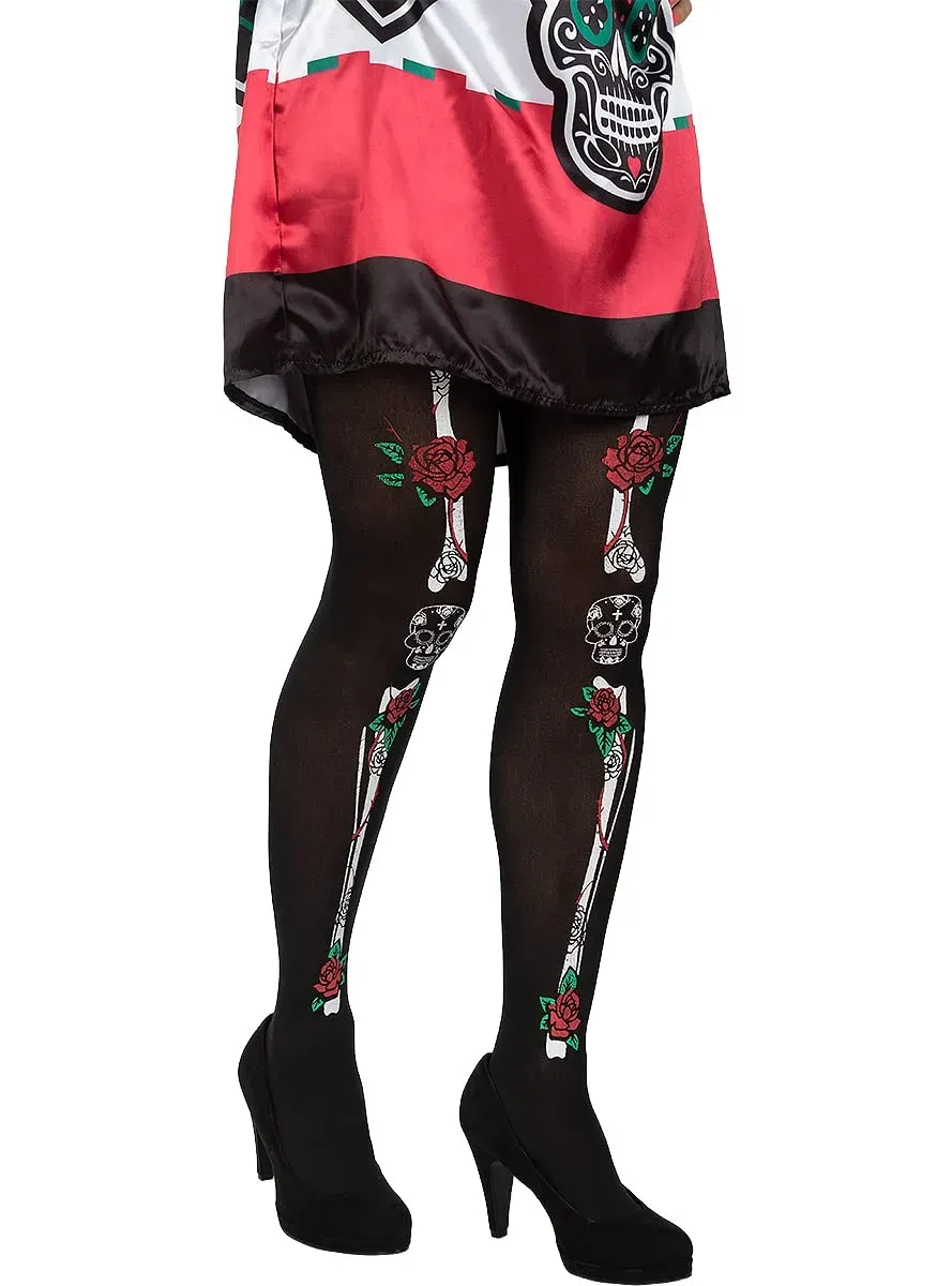 Funidelia Catrina Calze Scheletro Donna Nere Day of the Dead