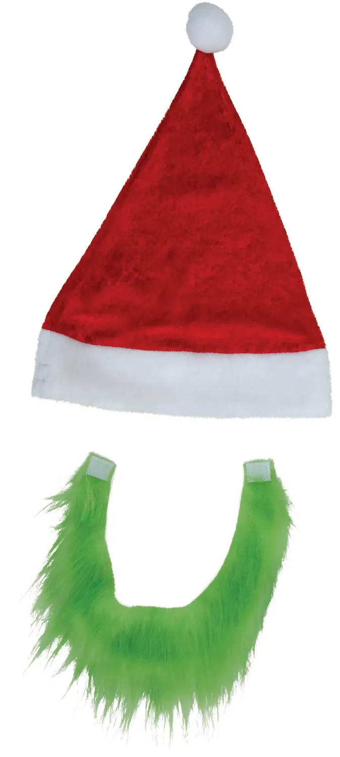 Fiestas Guirca cappello con barba verde Natale adulto bambino