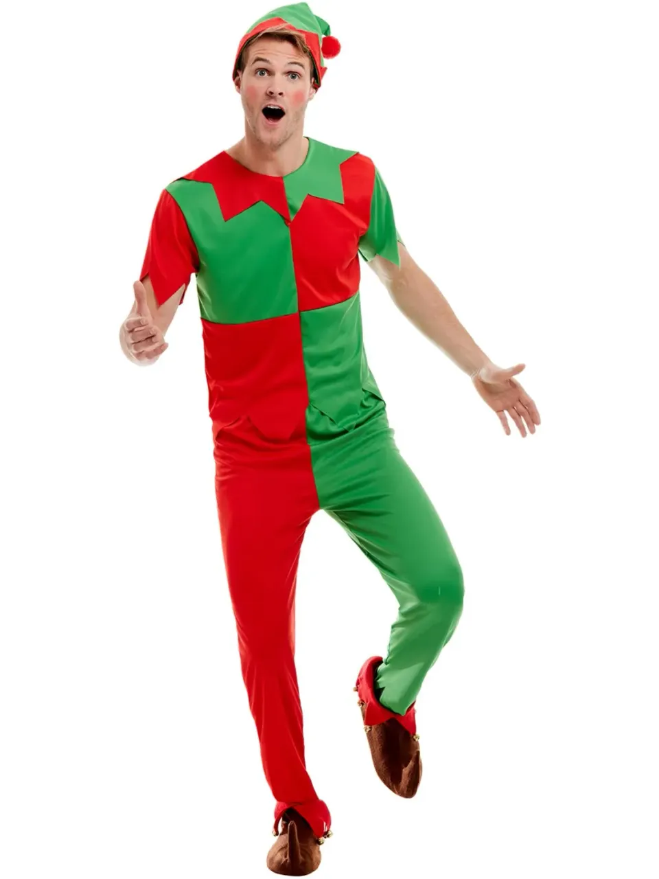 Smiffys Elfo costume uomo rosso-verde M